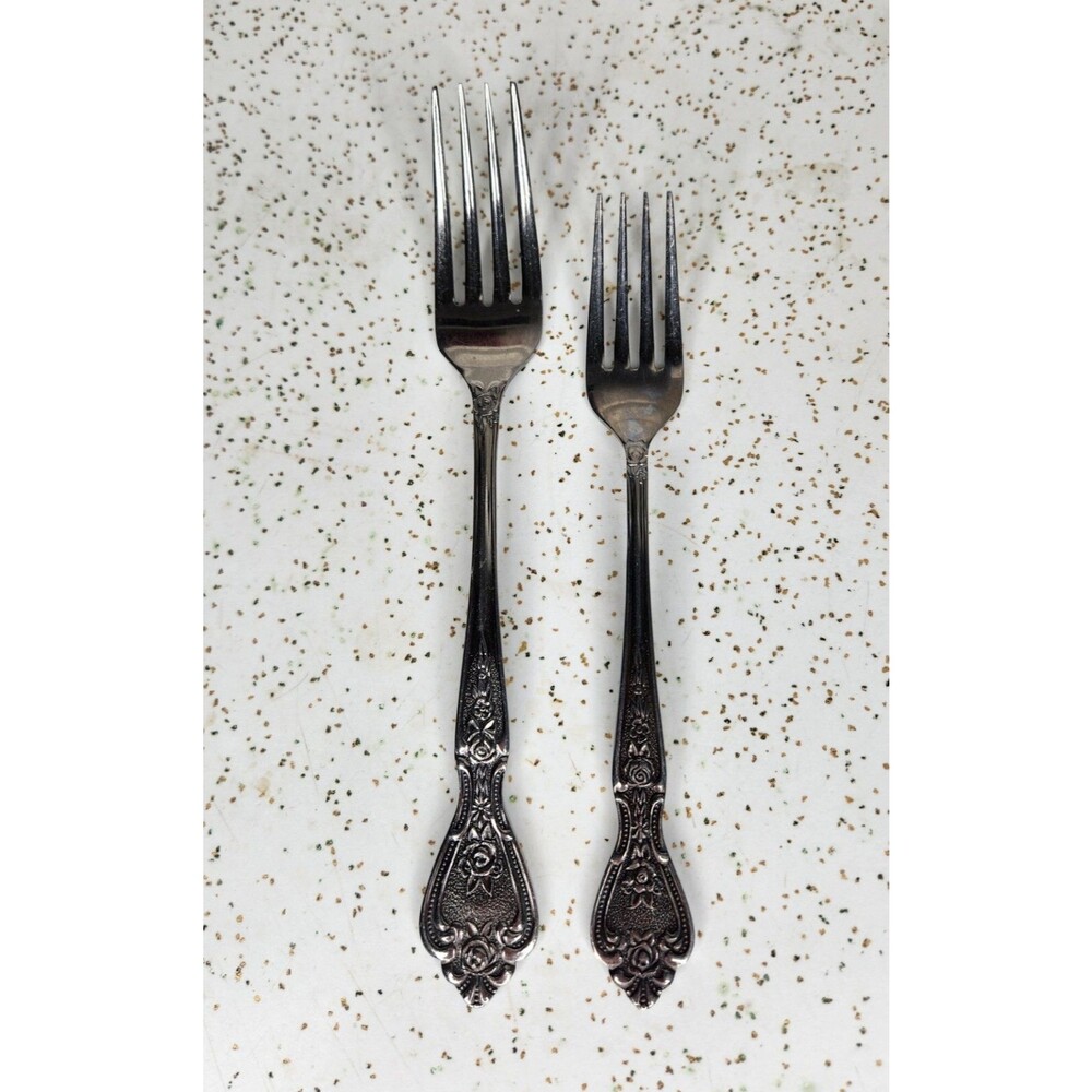Vintage Flatware NORMANDY Stainless Rose Floral Salad & Dinner Fork Japan